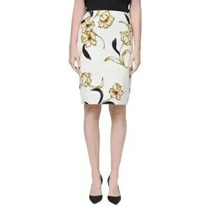 White House Black Market Women's Off White Cotton/Rayon/Spandex Ophelia Floral E